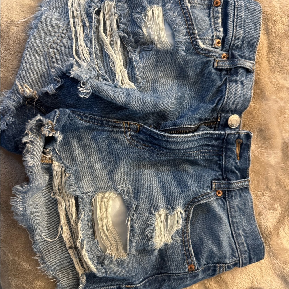 Aeropostale Light Blue Ripped Jean Shorts